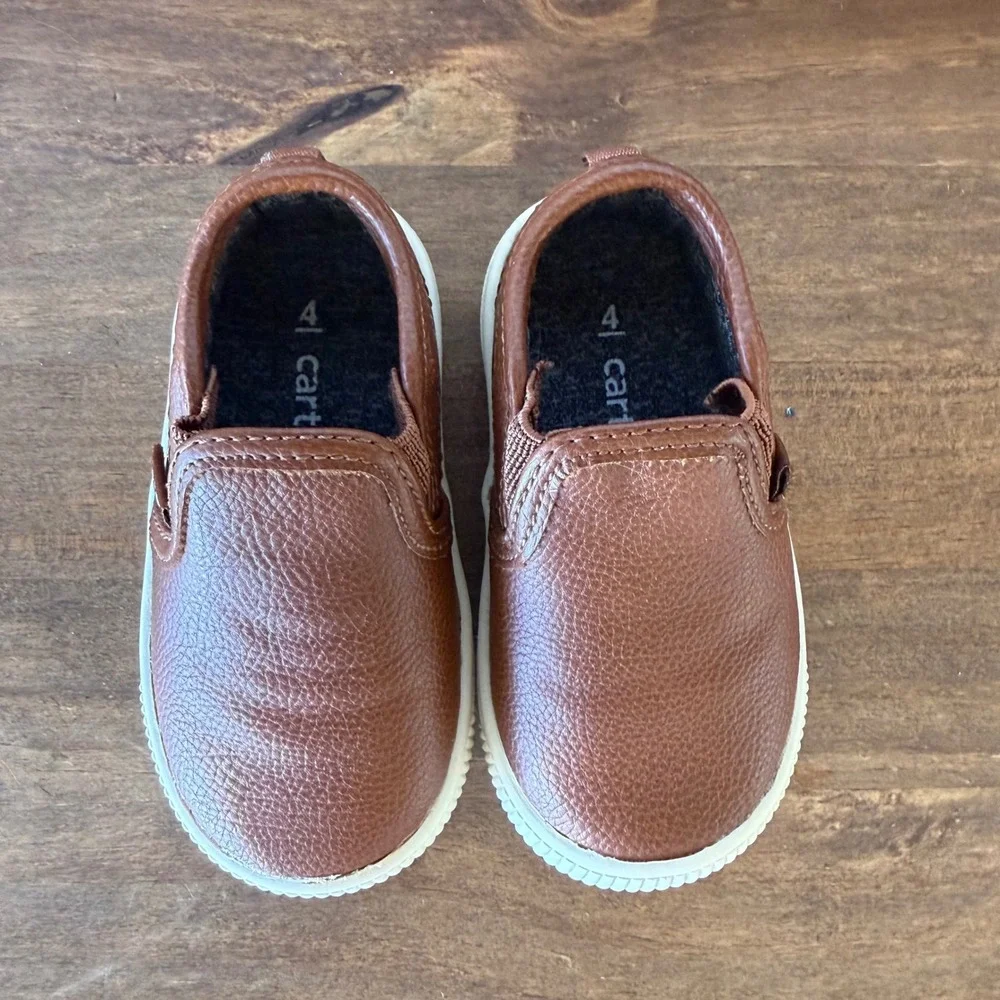 Carter's Ricky Toddler Slip On Sneakers Size 4 Brown Faux Leather Casual